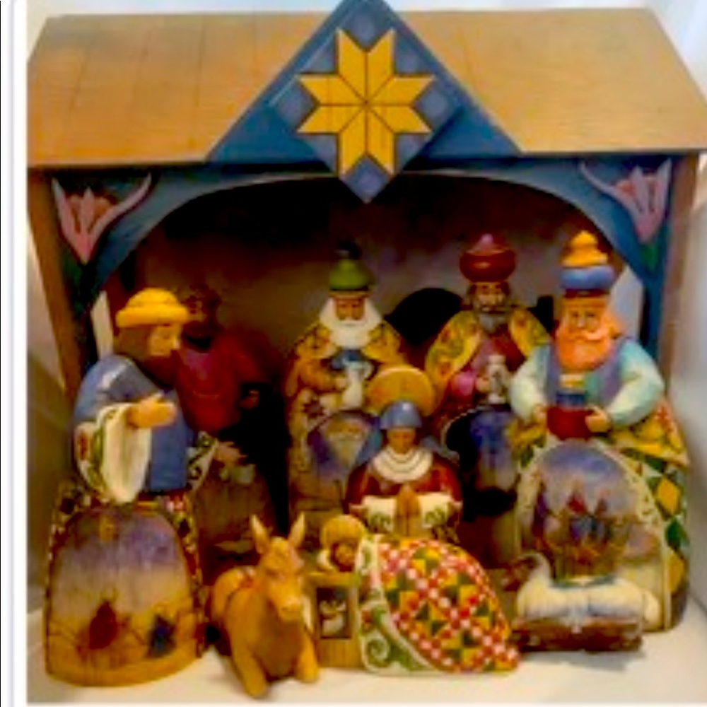 JIm Shore 10 piece nativity set in box